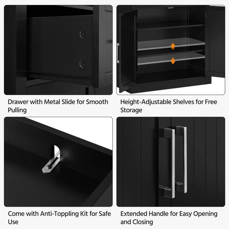 Kitchen Pantry Storage with Drawer, Freestanding Pantry